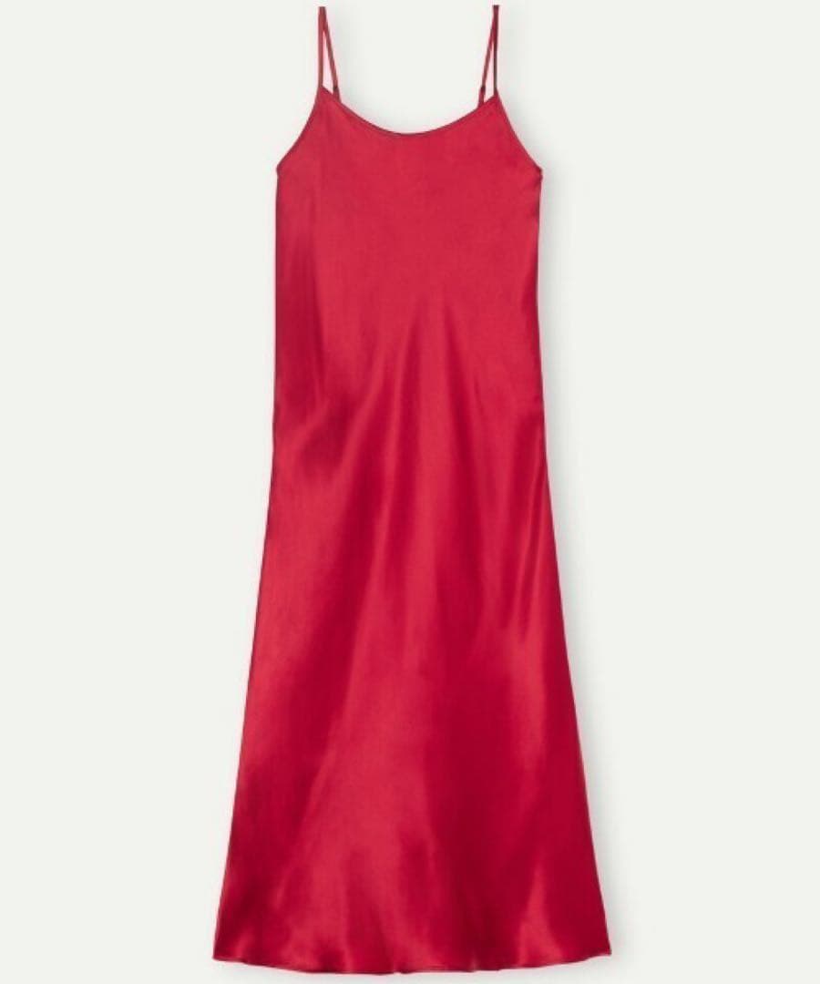 インティミッシミ ミディ丈シルク スリップ#レッドS