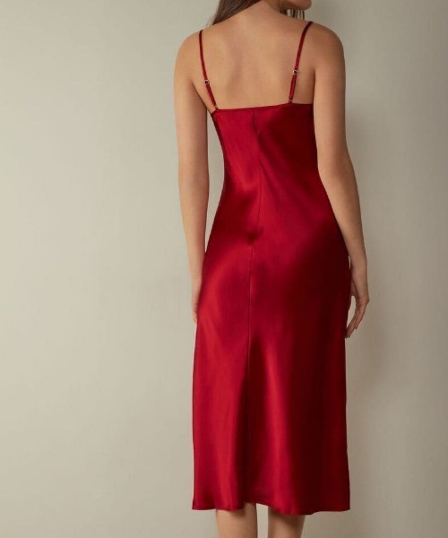 インティミッシミ ミディ丈シルク スリップ#レッドS