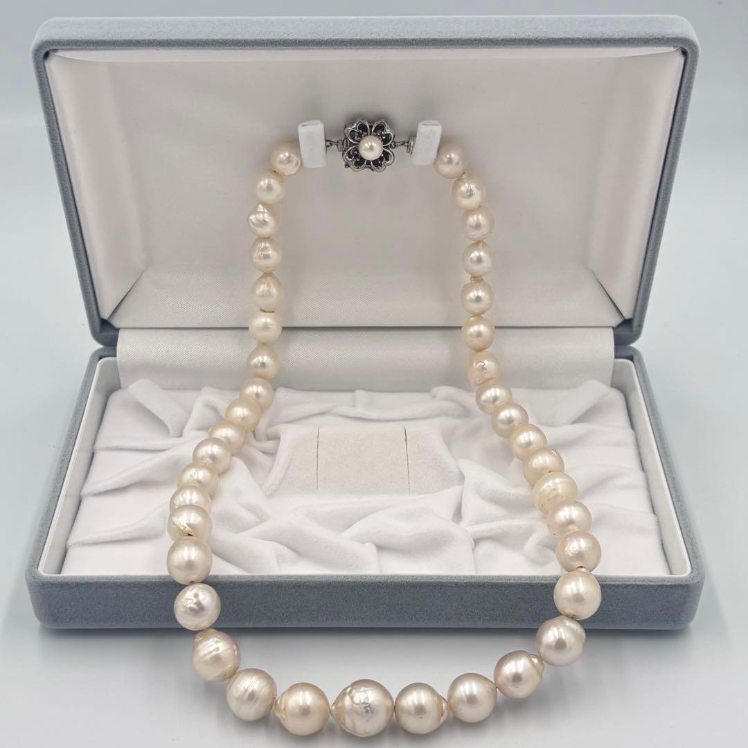 【ルビー装飾付✨超大珠 】南洋白蝶貝本真珠　11〜13.5mm パールネックレス