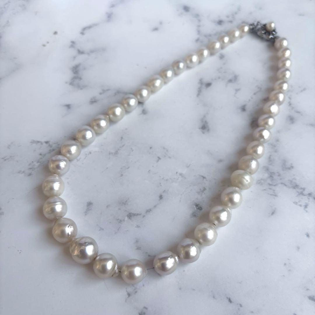 【ルビー装飾付✨超大珠 】南洋白蝶貝本真珠　11〜13.5mm パールネックレス