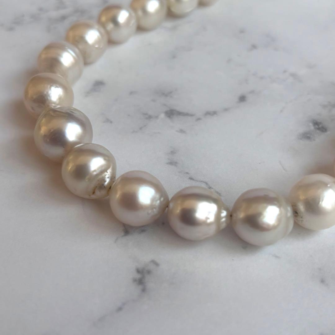 【ルビー装飾付✨超大珠 】南洋白蝶貝本真珠　11〜13.5mm パールネックレス