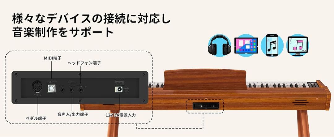 電子ピアノ 88鍵盤 木製ピアノ ペダル付き スタンド一体型⭕️白色⭕️