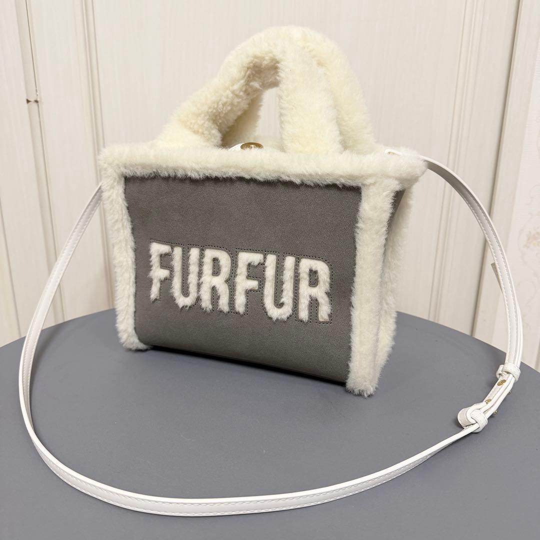 FURFUR ムートンロゴトートバッグ チャコールグレー