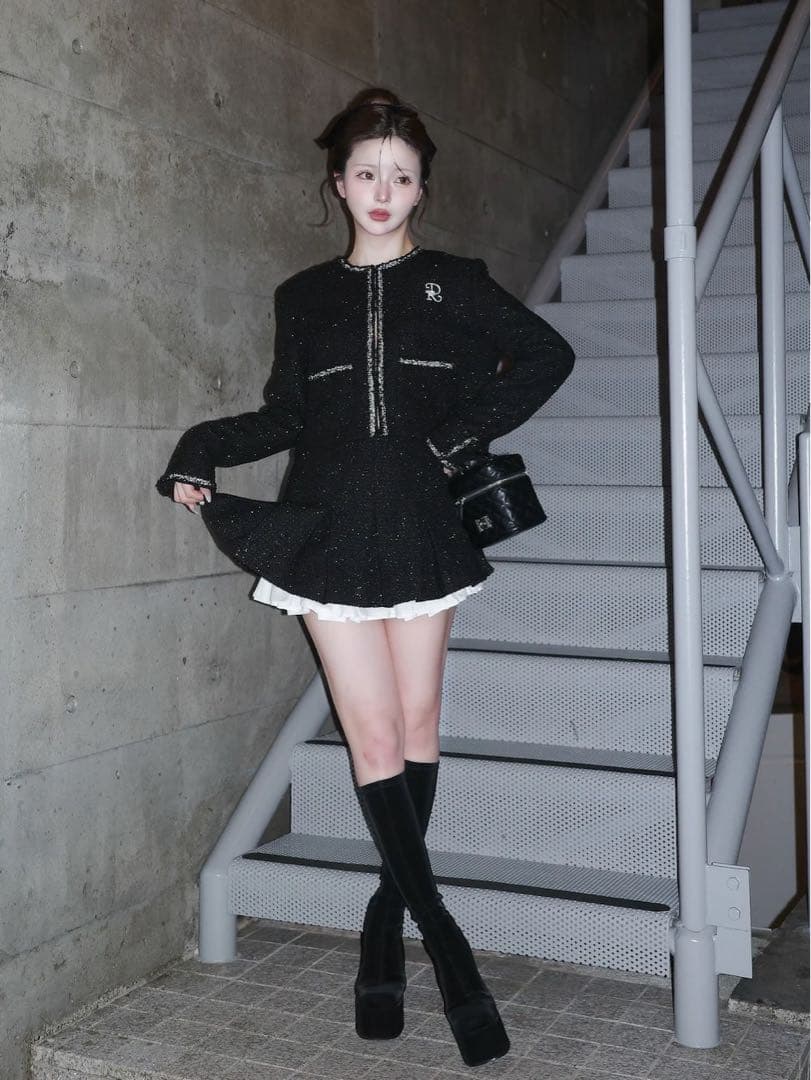 darich スパンコールツイードミニスカート Mサイズ ブラック