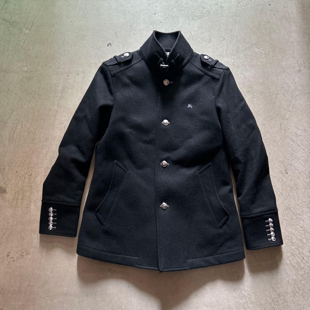 美品バーバリーブラックレーベル裏地ノバチェックメルトンPコートジャケットMサイズ