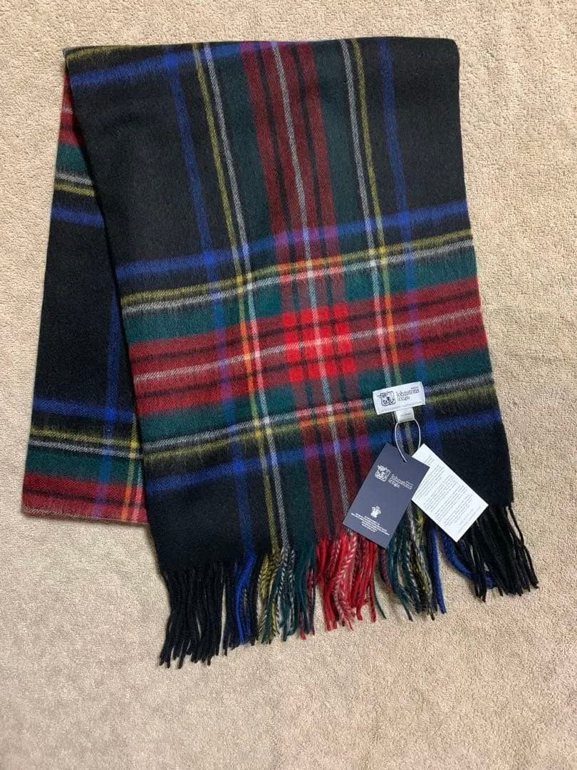 し*♡様 美品 ジョンストンズ カシミヤ100％ 大判ストール ミッド ブラック