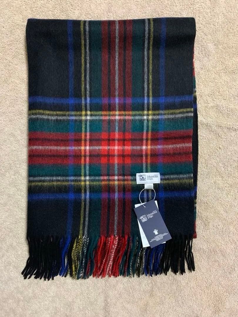 し*♡様 美品 ジョンストンズ カシミヤ100％ 大判ストール ミッド ブラック