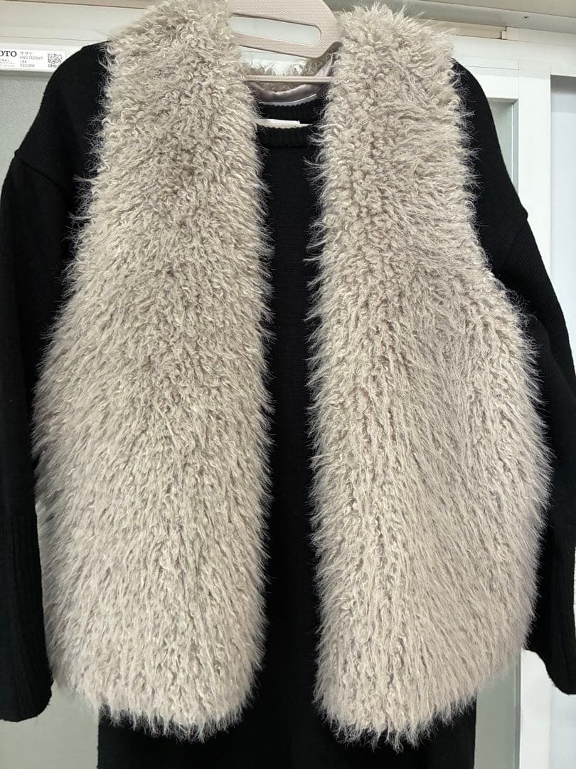 DOUDOU フェイクカシミアベスト　グレー　値下げ可　ファーベスト