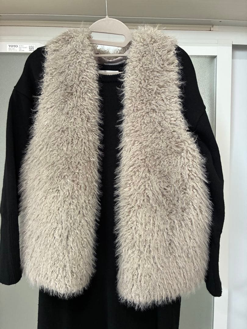 DOUDOU フェイクカシミアベスト　グレー　値下げ可　ファーベスト