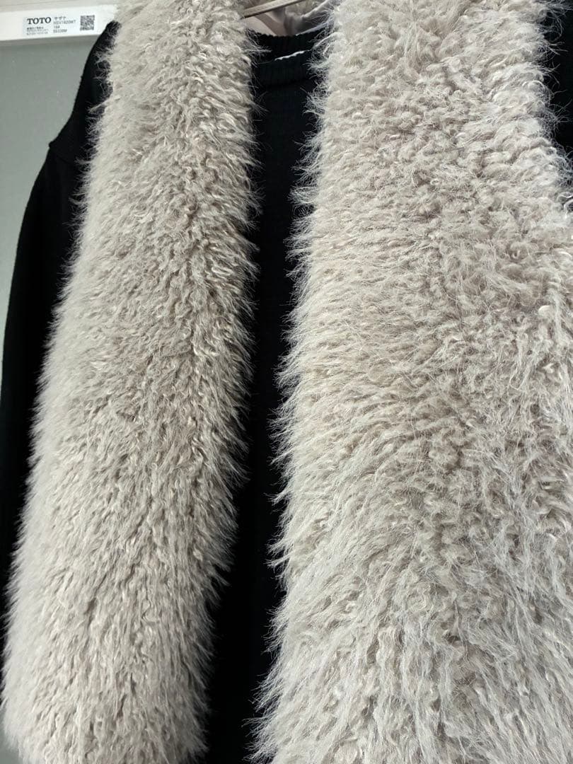 DOUDOU フェイクカシミアベスト　グレー　値下げ可　ファーベスト