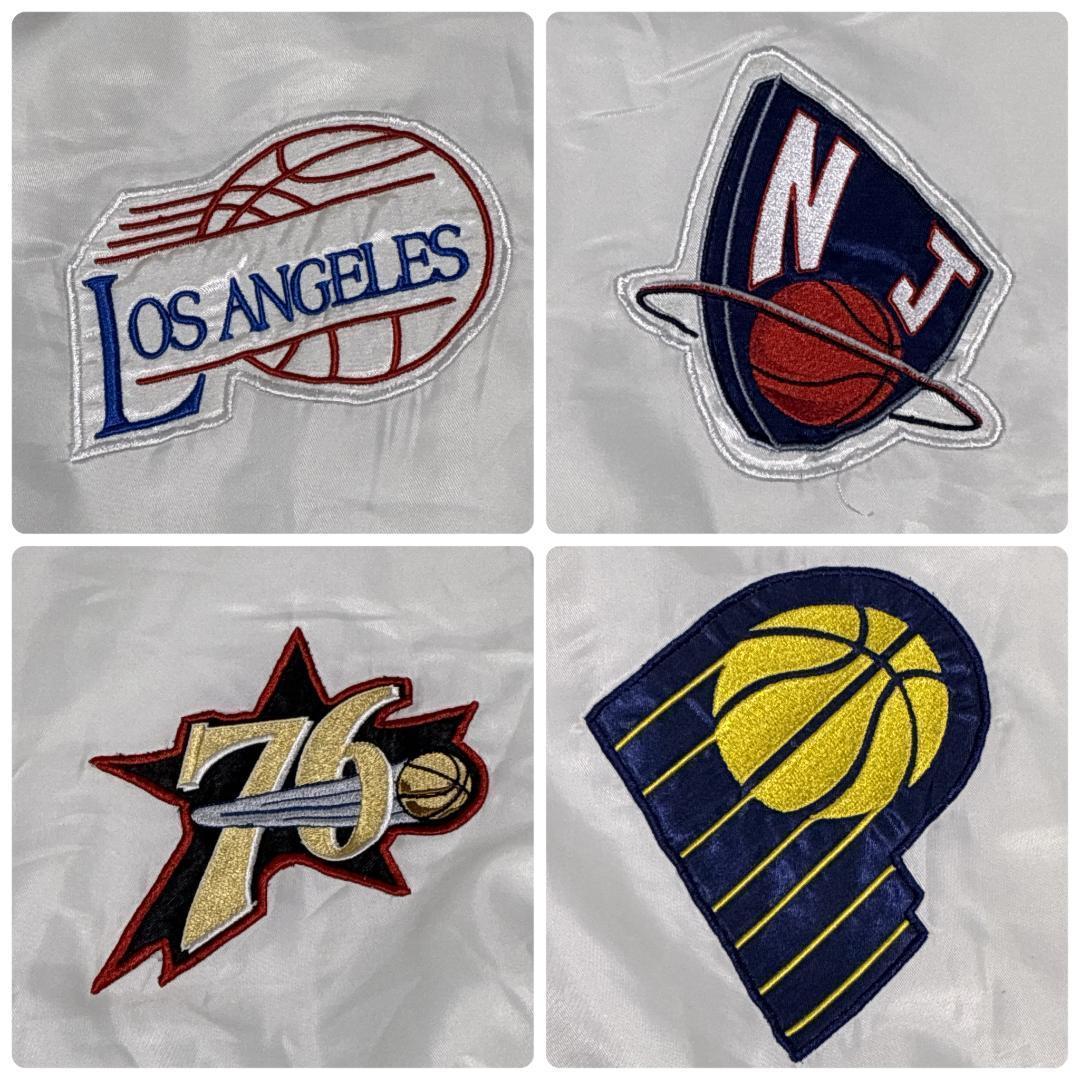 NBA スタジャン 中綿入り チームワッペン 刺繍 肉厚 ホワイト 2XL相当