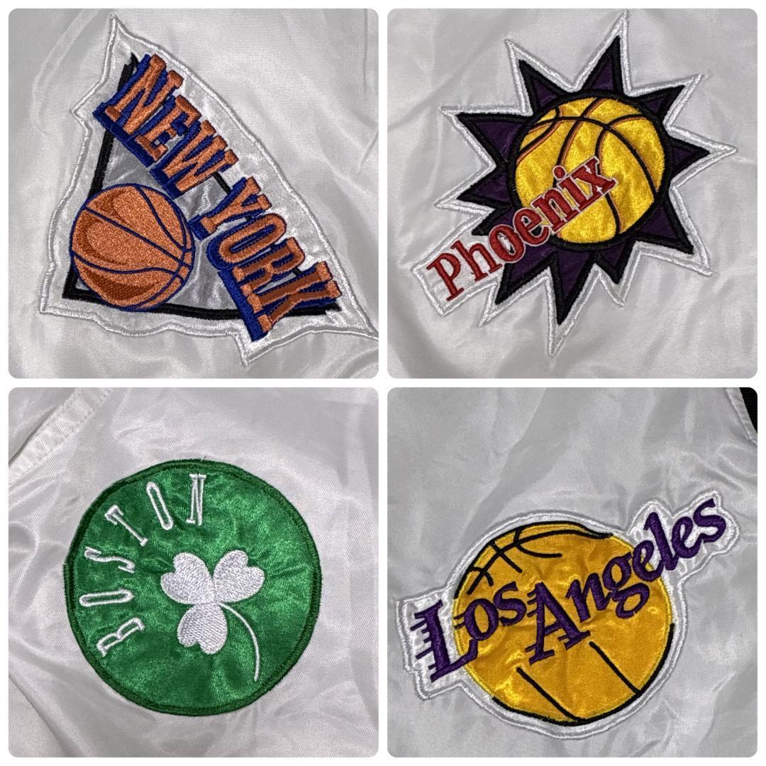 NBA スタジャン 中綿入り チームワッペン 刺繍 肉厚 ホワイト 2XL相当