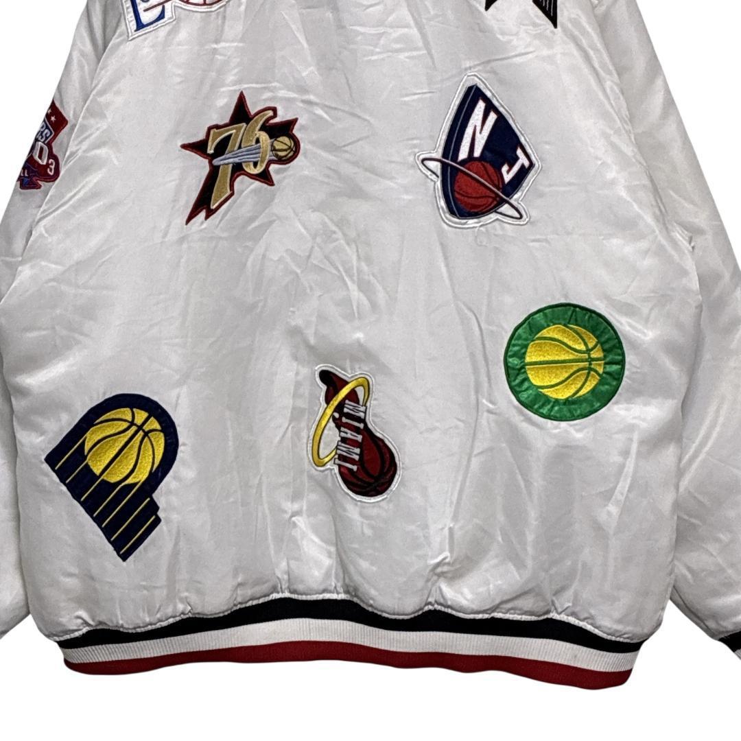 NBA スタジャン 中綿入り チームワッペン 刺繍 肉厚 ホワイト 2XL相当