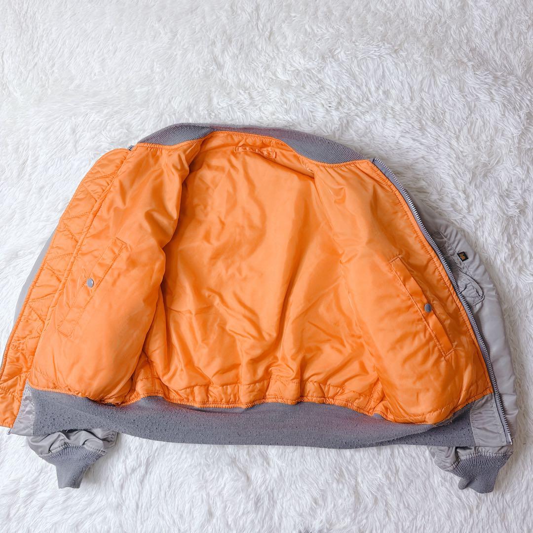 【USA製】アルファ MA-1 フライトジャケット シルバー Lサイズ　中綿