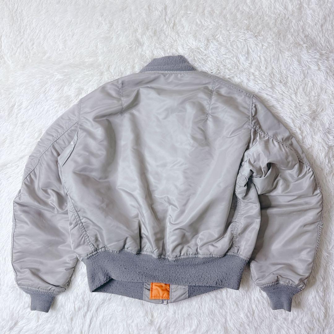 【USA製】アルファ MA-1 フライトジャケット シルバー Lサイズ　中綿