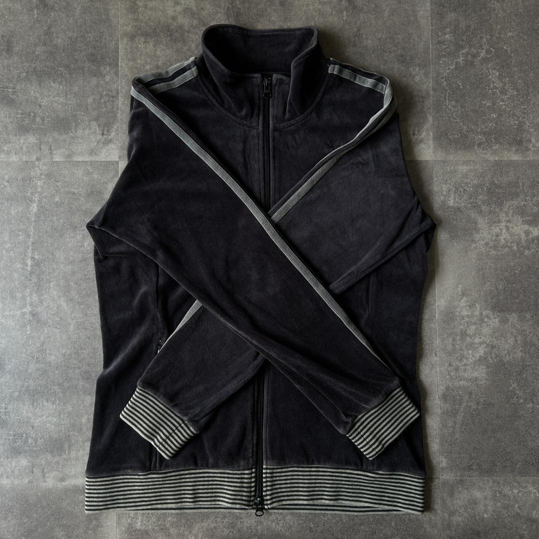 00s adidas ベロア トラックジャケット M ブラック レディースB47