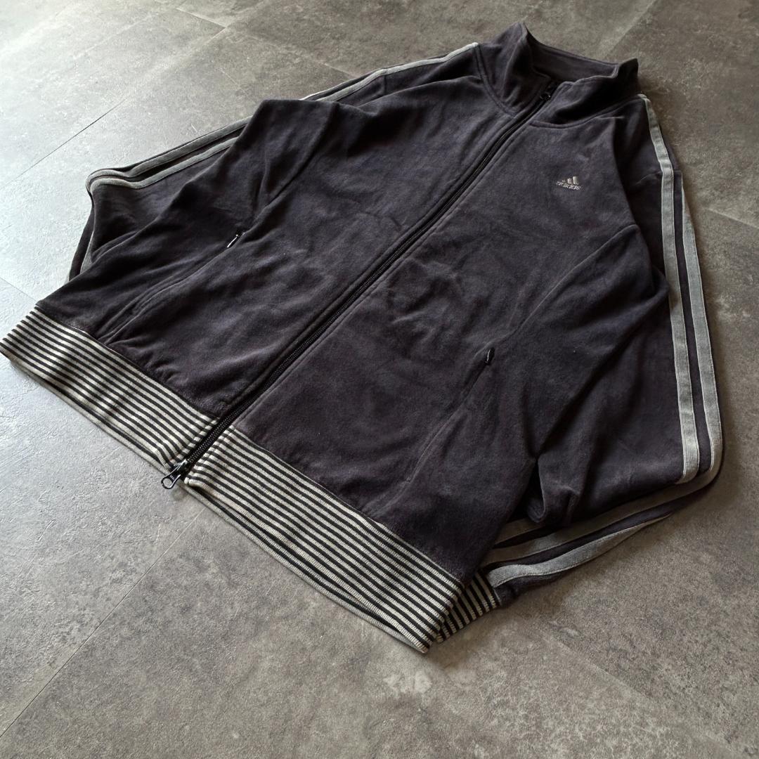 00s adidas ベロア トラックジャケット M ブラック レディースB47
