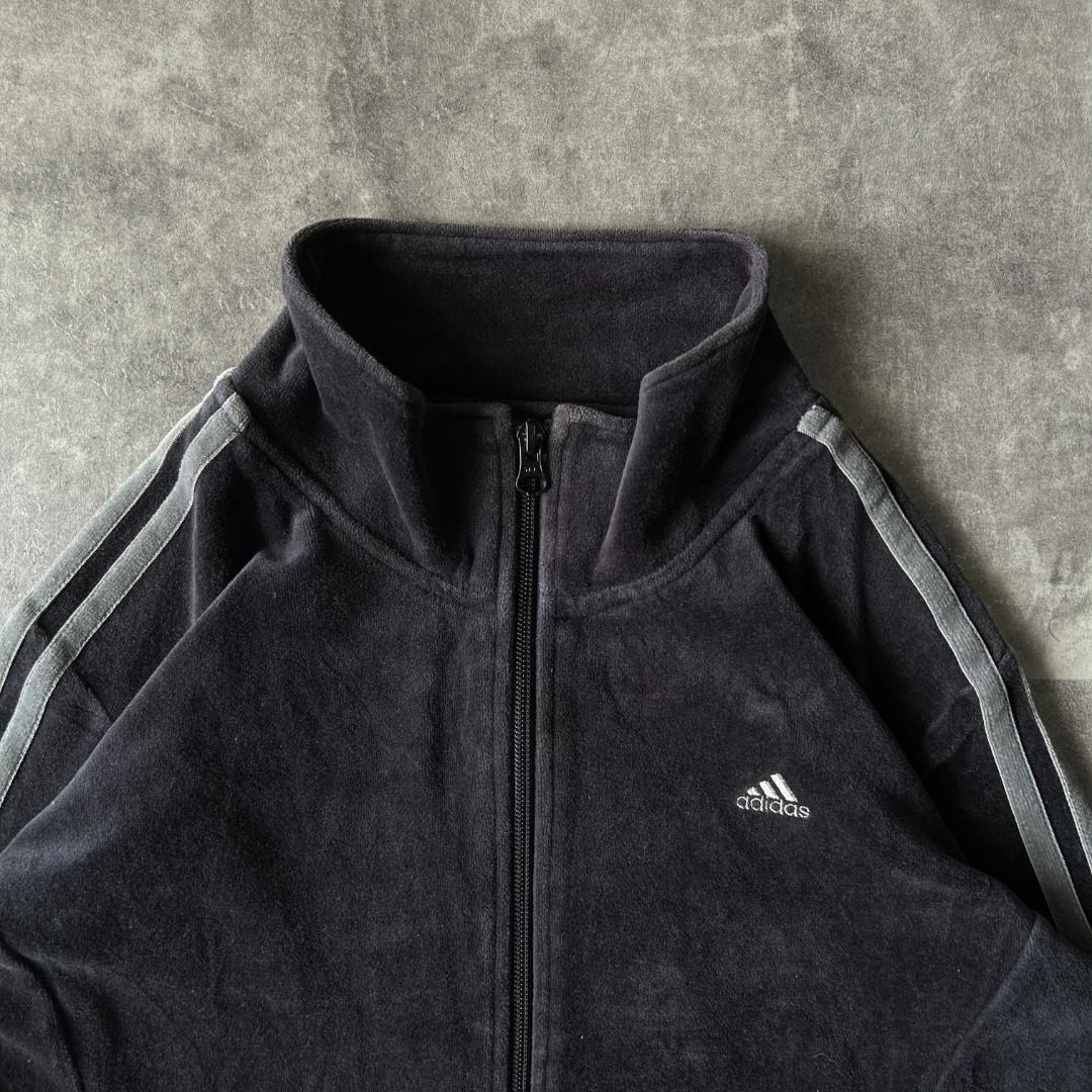 00s adidas ベロア トラックジャケット M ブラック レディースB47