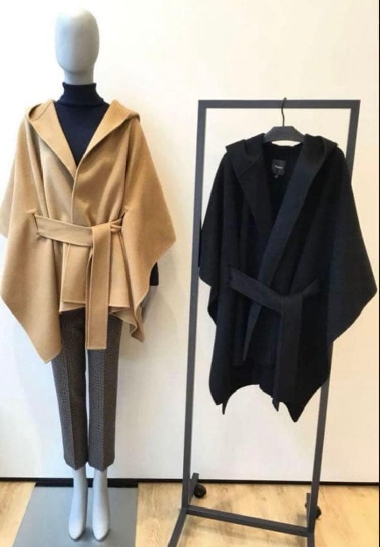 美品✨Theory セオリー ポンチョ ケープコート リバーコート ベルト付
