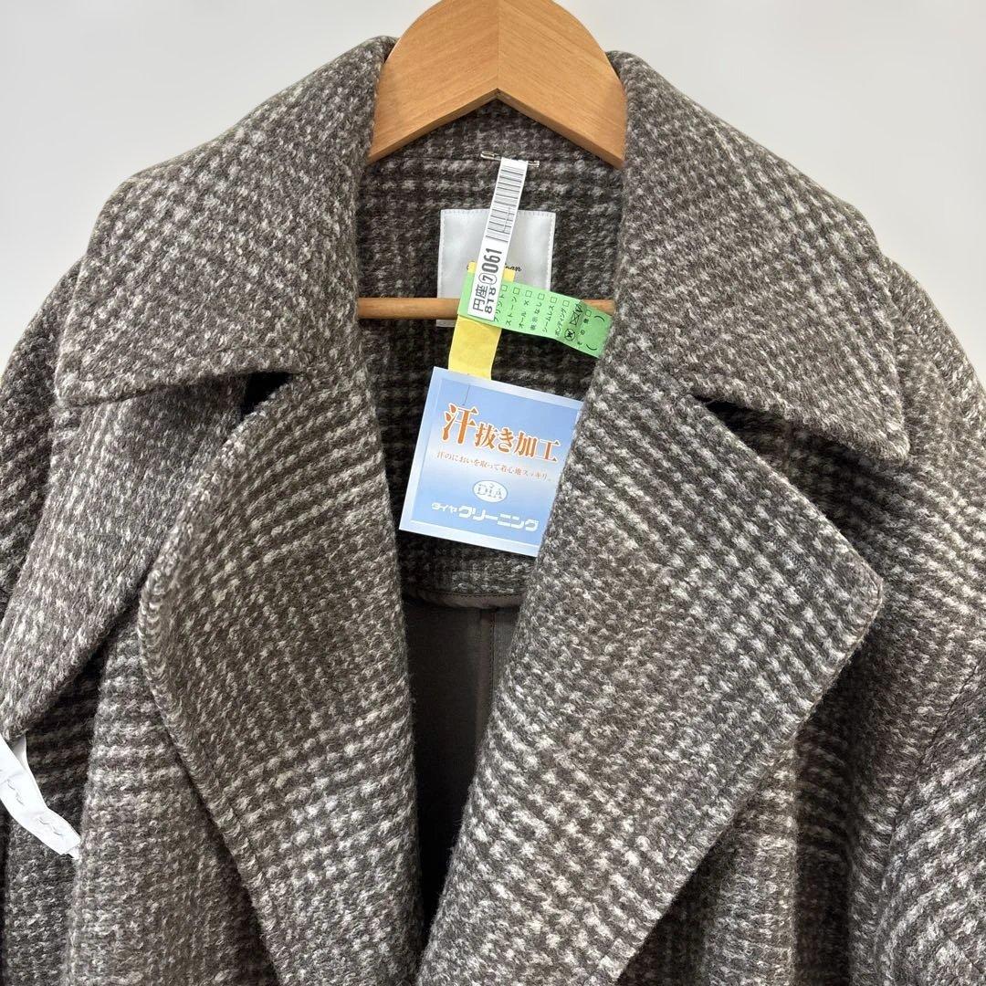 スピックアンドスパン　Wスライバーチェックハーフコート ブラウン36