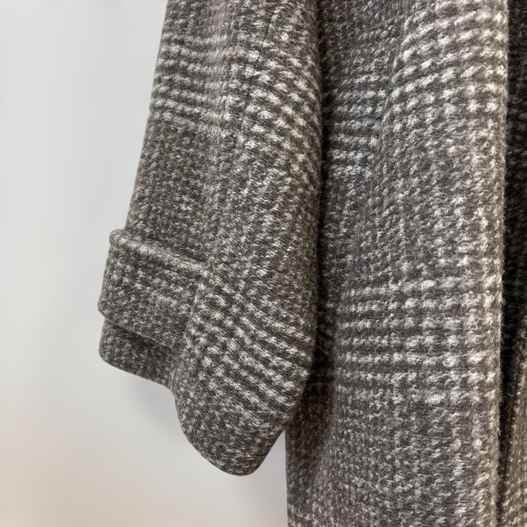 スピックアンドスパン　Wスライバーチェックハーフコート ブラウン36