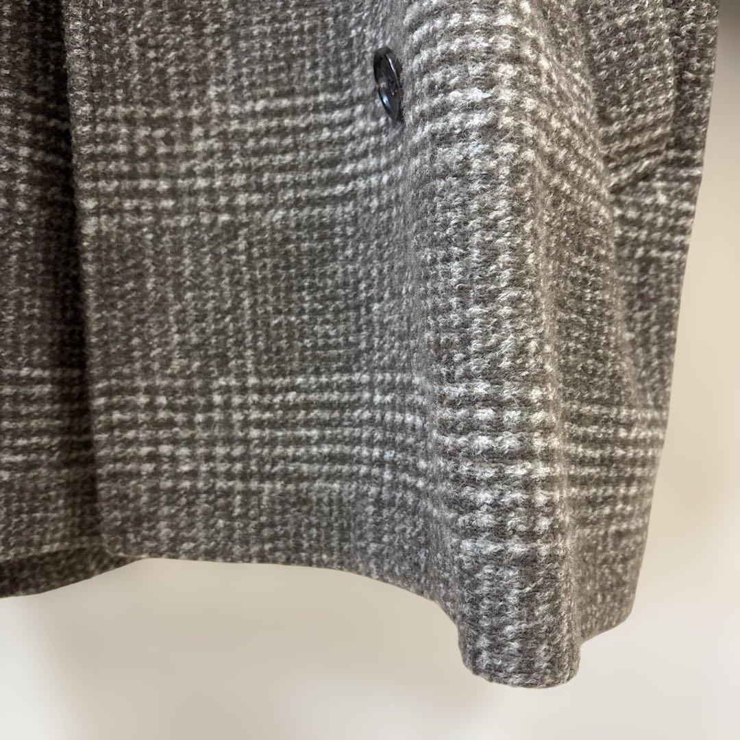 スピックアンドスパン　Wスライバーチェックハーフコート ブラウン36