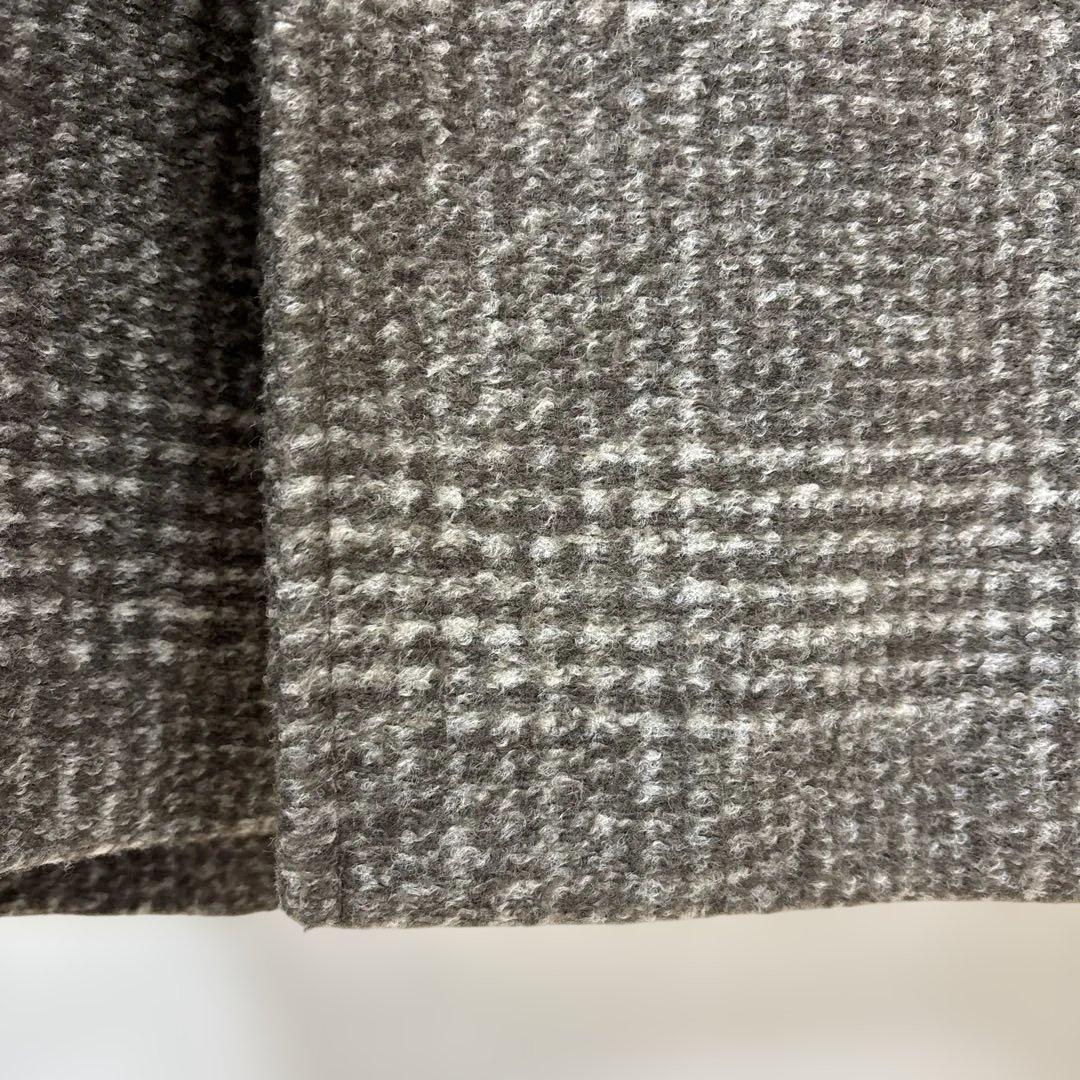 スピックアンドスパン　Wスライバーチェックハーフコート ブラウン36