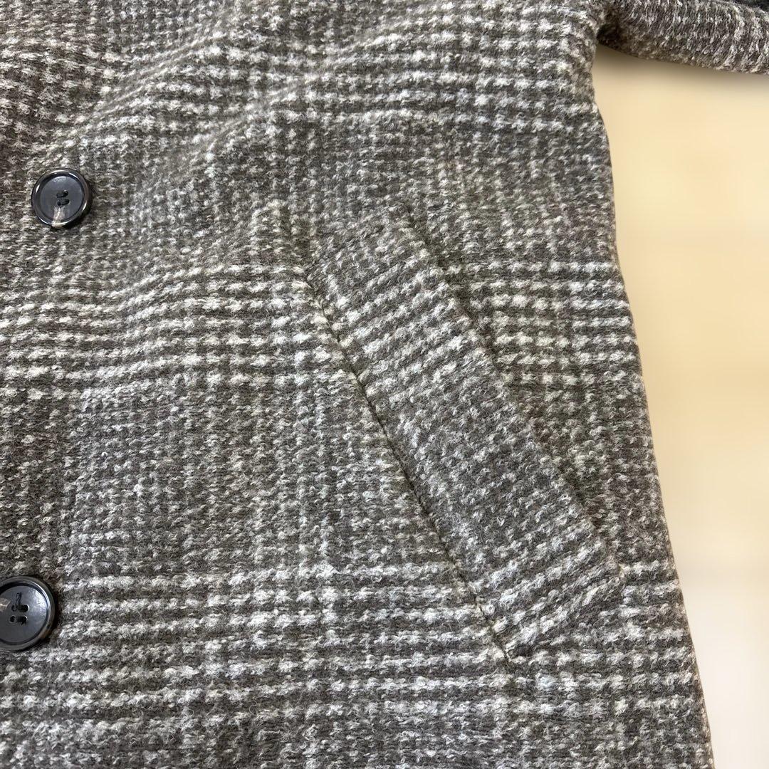 スピックアンドスパン　Wスライバーチェックハーフコート ブラウン36