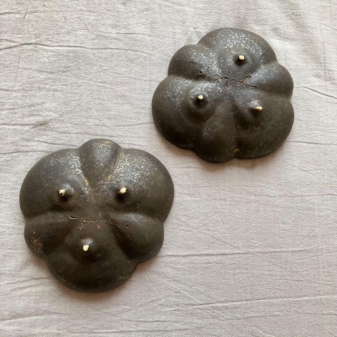 【新品未使用】安福由美子　脚付　フリル皿　2点セット