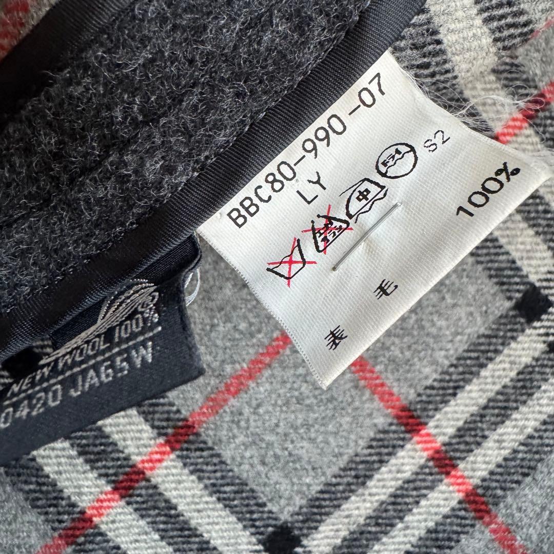 burberrys ダッフルコート　カシミヤ混　ロング　ノバチェック　グレー　L