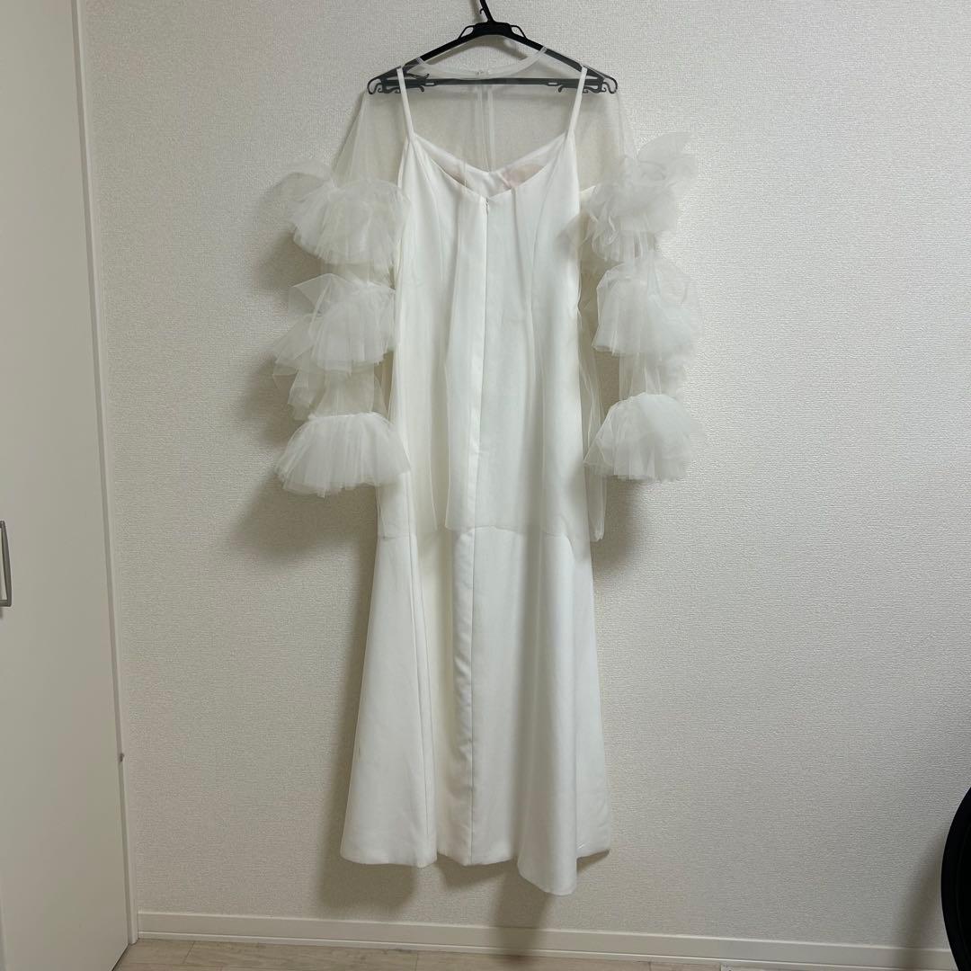 ホワイトフリル マーメイドドレス