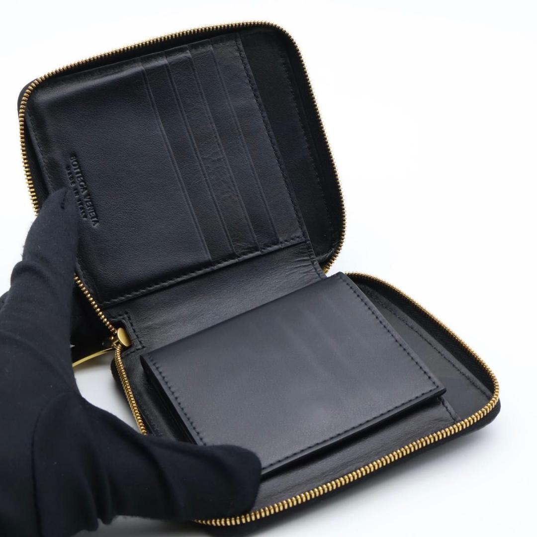 【超極美品】BOTTEGAVENETA コンパクトジップウォレット　黒