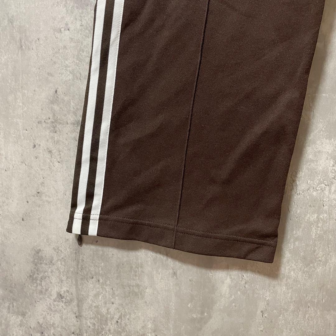 adidasアディダストラックパンツジャージ茶色ブラウン刺繍ロゴワイドフレア希少