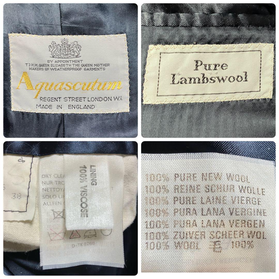 【英国製✨ピュアラムウール】アクアスキュータム ダブルチェスターコート Lサイズ