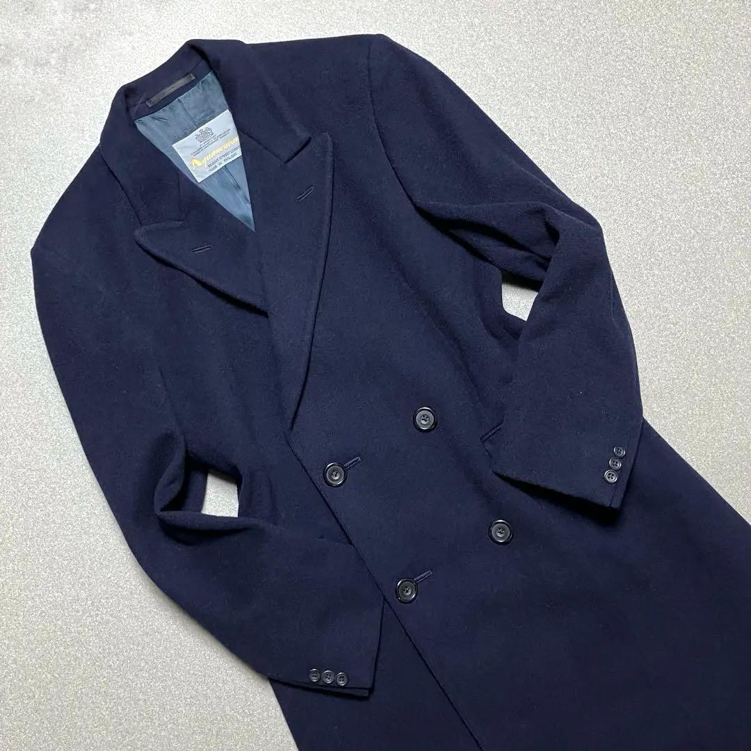 【英国製✨ピュアラムウール】アクアスキュータム ダブルチェスターコート Lサイズ