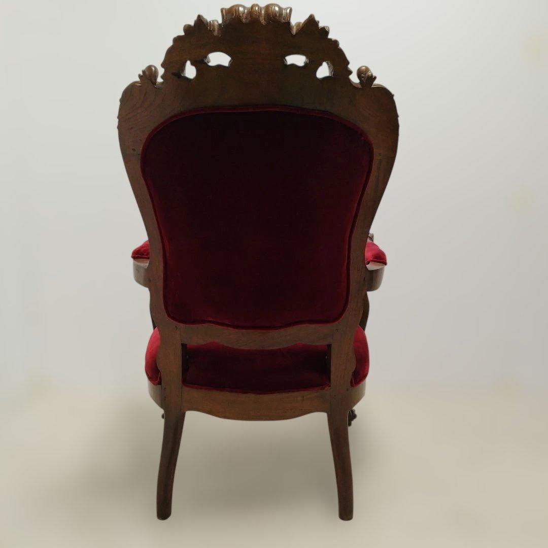 【引取り歓迎】アンティーク調 ベルベット椅子 アームチェア ロココ調家具