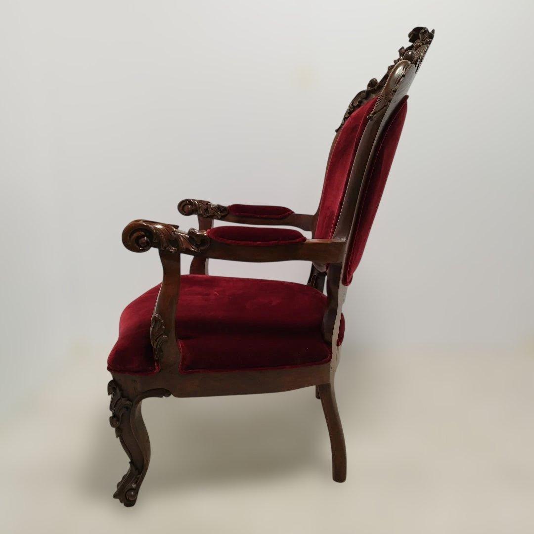 【引取り歓迎】アンティーク調 ベルベット椅子 アームチェア ロココ調家具