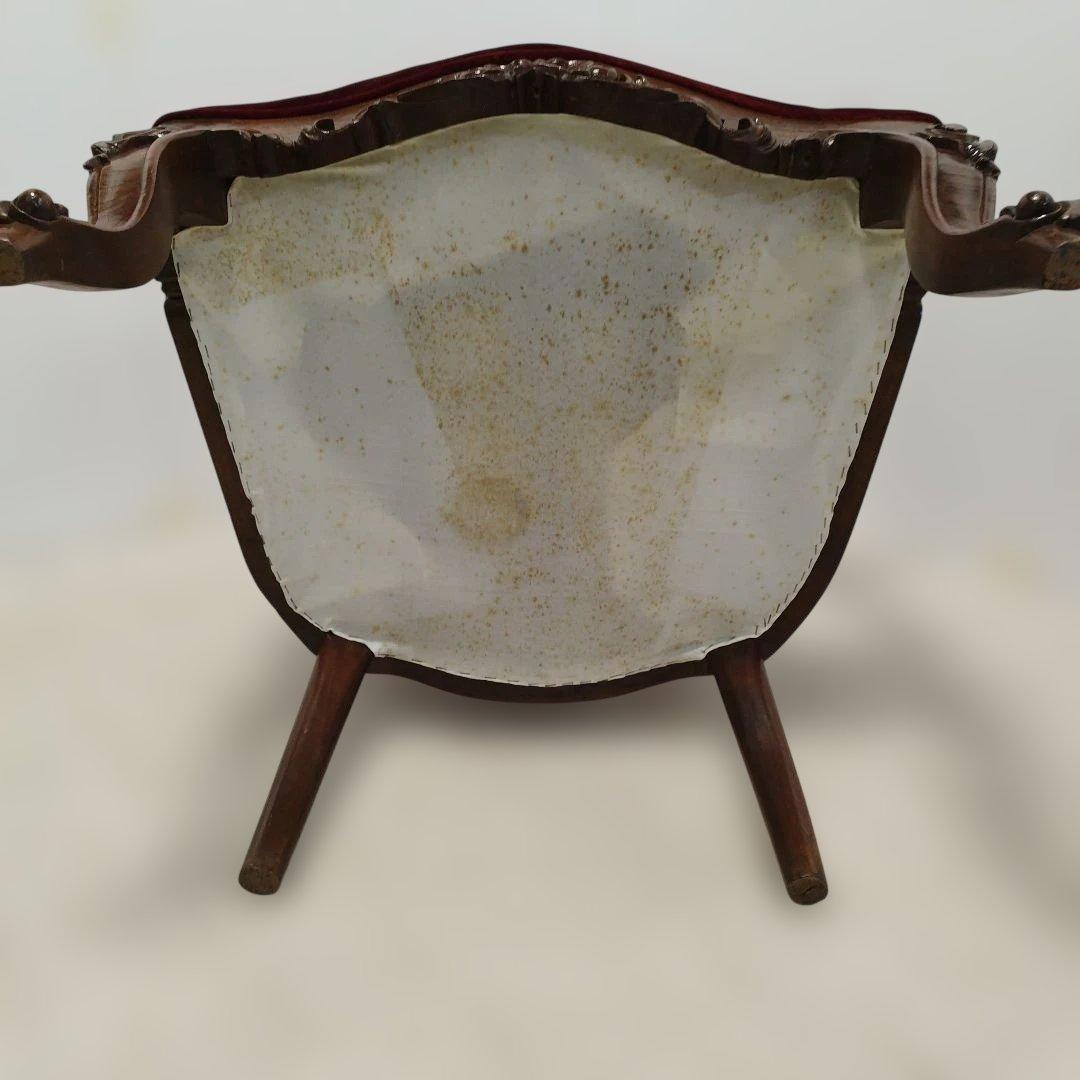 【引取り歓迎】アンティーク調 ベルベット椅子 アームチェア ロココ調家具