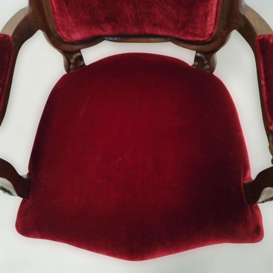 【引取り歓迎】アンティーク調 ベルベット椅子 アームチェア ロココ調家具