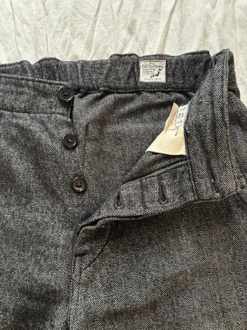 orSlow フレンチワークパンツ グレー ウールヘリンボーン M