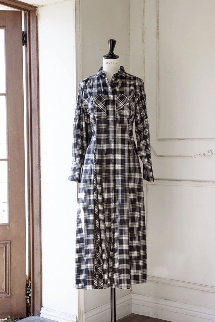 【ゲリラ値下げ中】CheckeredPleats Long ShirtDress