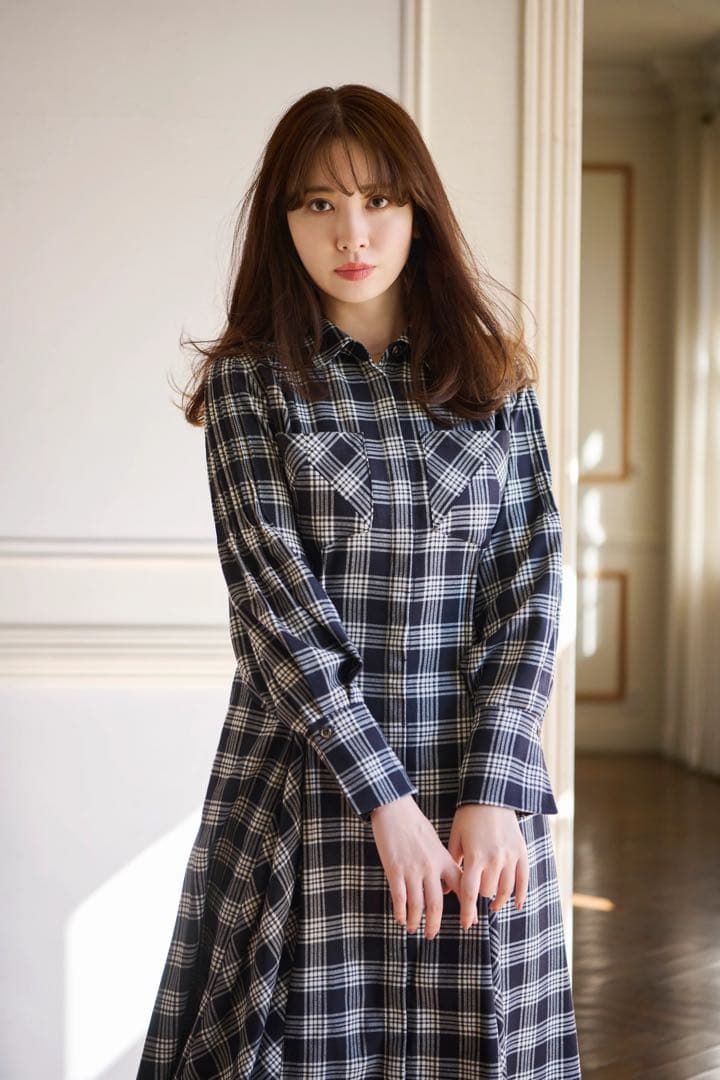 【ゲリラ値下げ中】CheckeredPleats Long ShirtDress