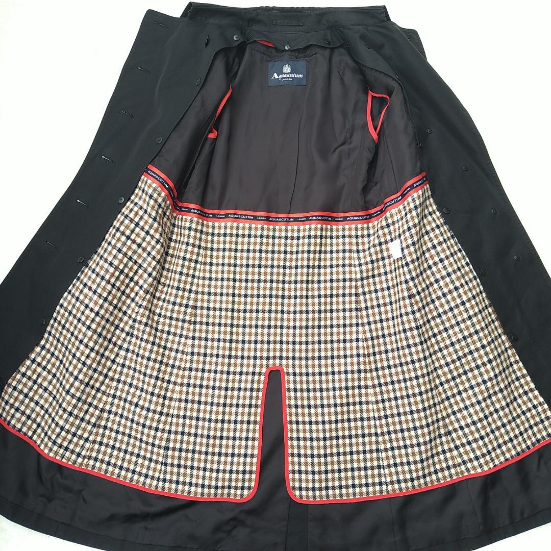 【美品】アクアスキュータム トレンチコート ロング 黒 ライナー付 ベルト付