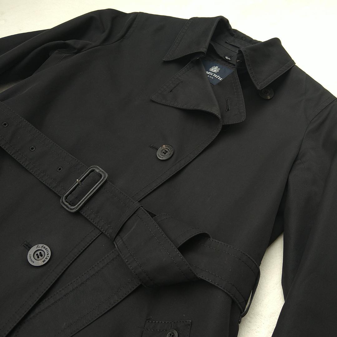 【美品】アクアスキュータム トレンチコート ロング 黒 ライナー付 ベルト付