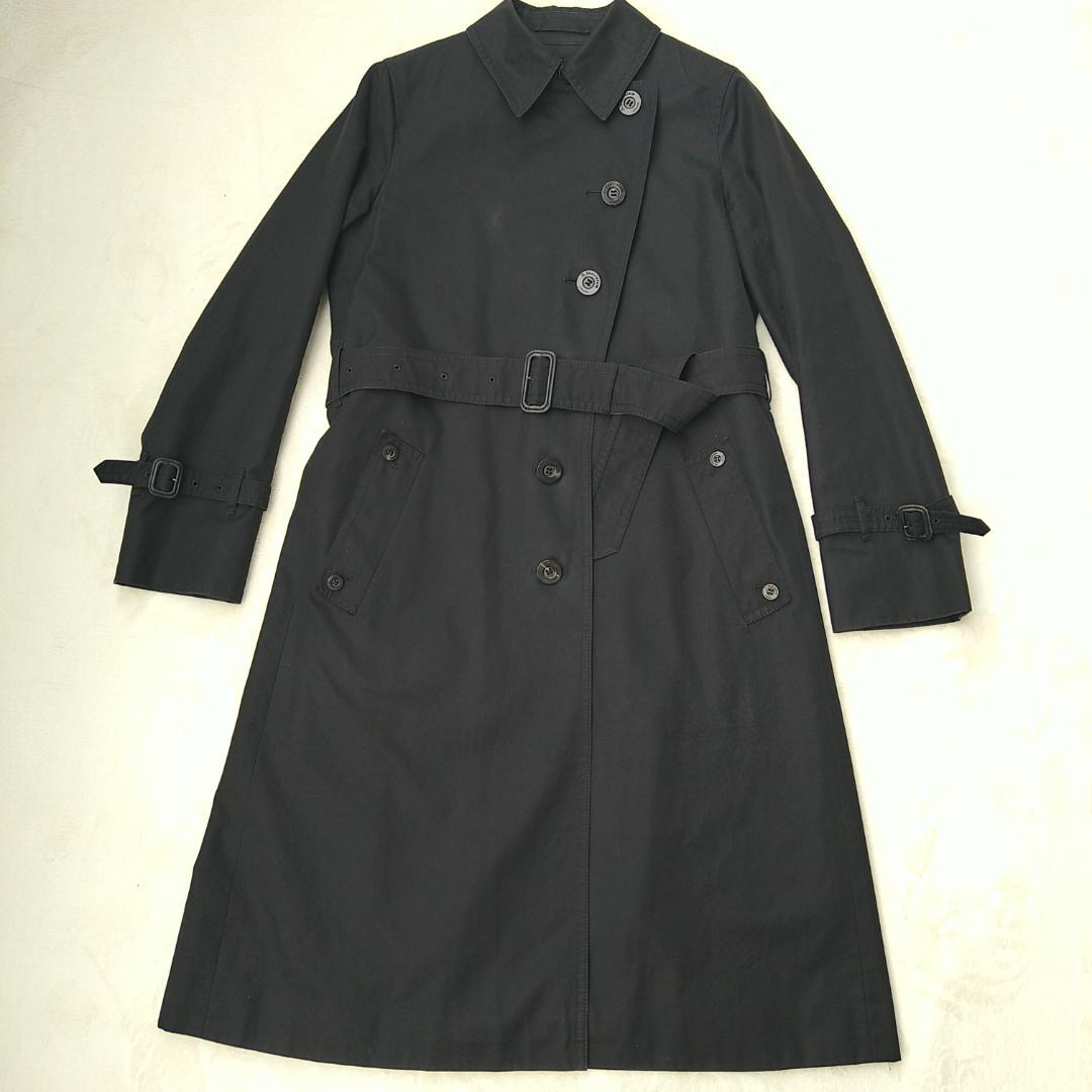 【美品】アクアスキュータム トレンチコート ロング 黒 ライナー付 ベルト付