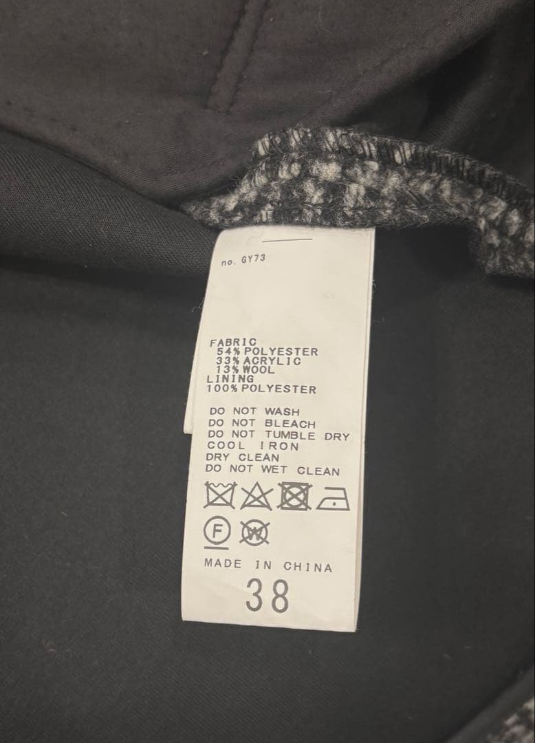 Spick & Span Wスライバーチェックハーフコート　38 ブラック