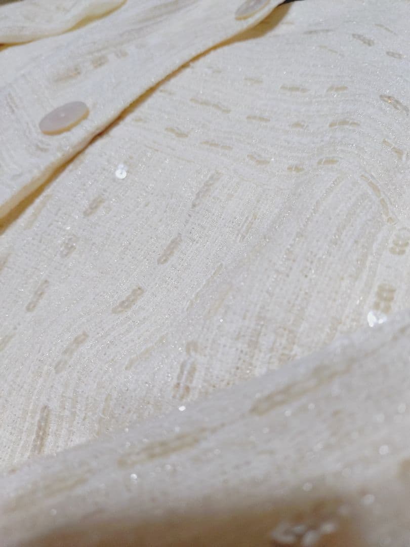 CHANELシャネルボタンノーカラーツイードジャケット フランス製