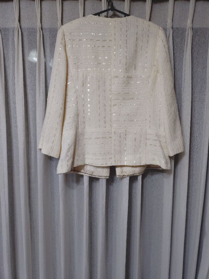 CHANELシャネルボタンノーカラーツイードジャケット フランス製