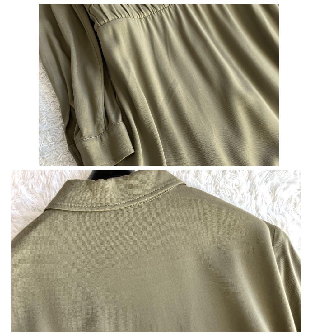 近年✨マックスアンドコー シャツワンピース ベルト マキシ フレア カーキ 42