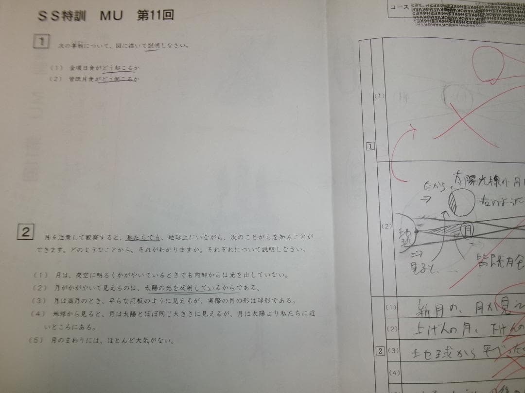サピックス＊難関校ＳＳ特訓＊6年 理科／武蔵 対策プリント ６回＊記述問題対策
